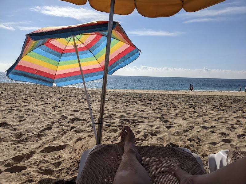 Beach beds and parasols